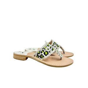 JACK ROGERS Womens White Eyelet Jacks Open Slip On Leather Thong Sandals 8.5 M